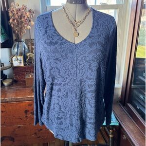 Habitat Blue Velvet/Velour V Neck Long Sleeve Tunic Size XL See Photos